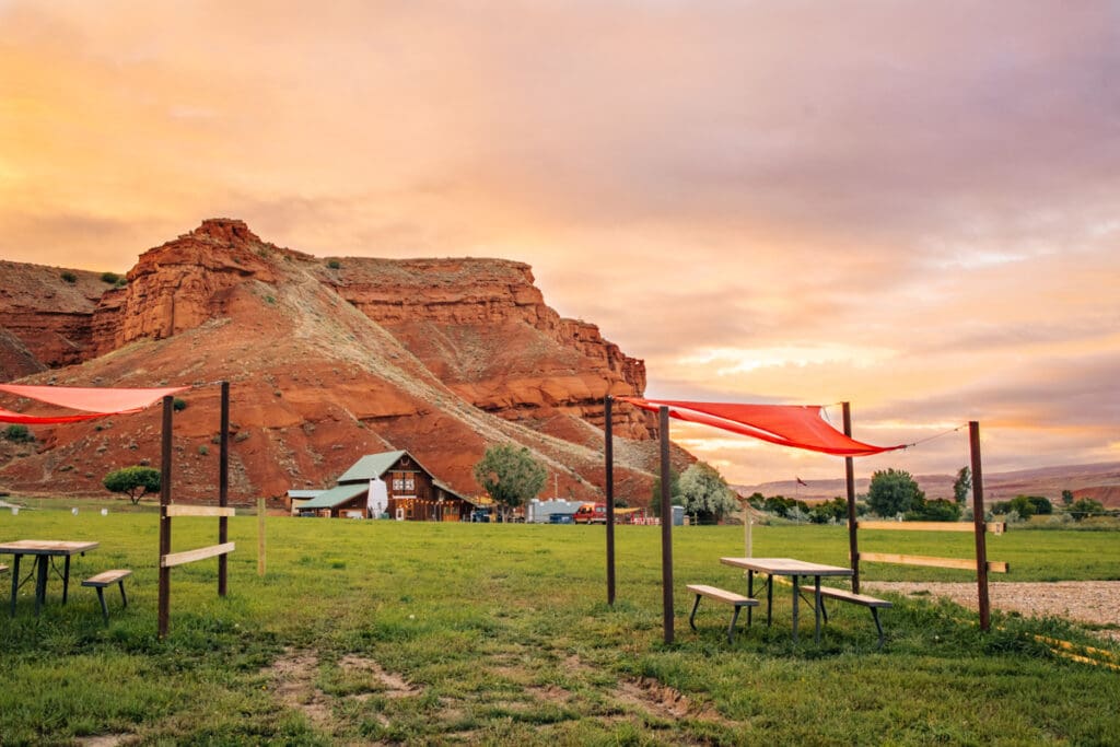 sunset at ten sleep brewing company hipcamp