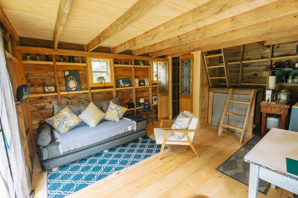 tiny cabin rental in maine photographed by solo female traveler