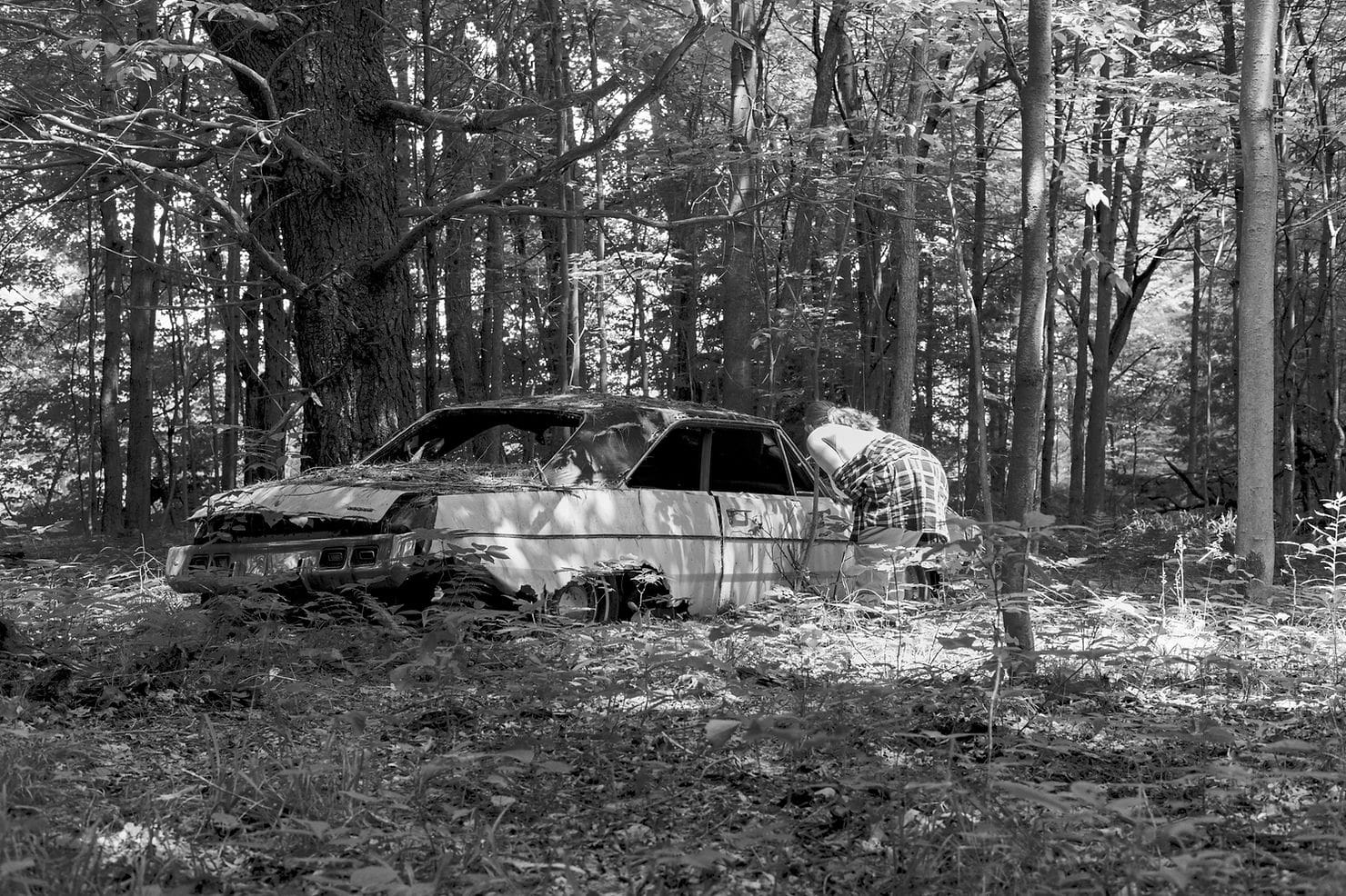 abandoned vermont car in the woods