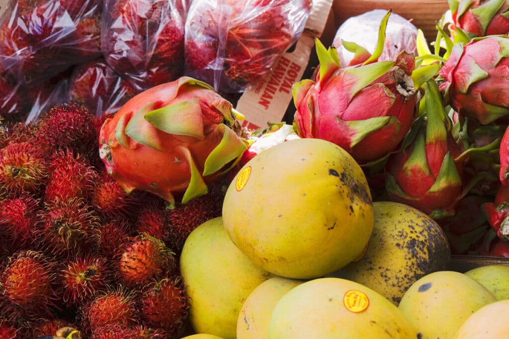 Tropical fruit selection Big Island Hawaii